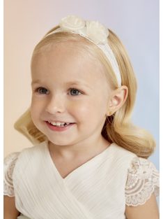 Abel & Lula csipkés fejpánt virággal-bézs